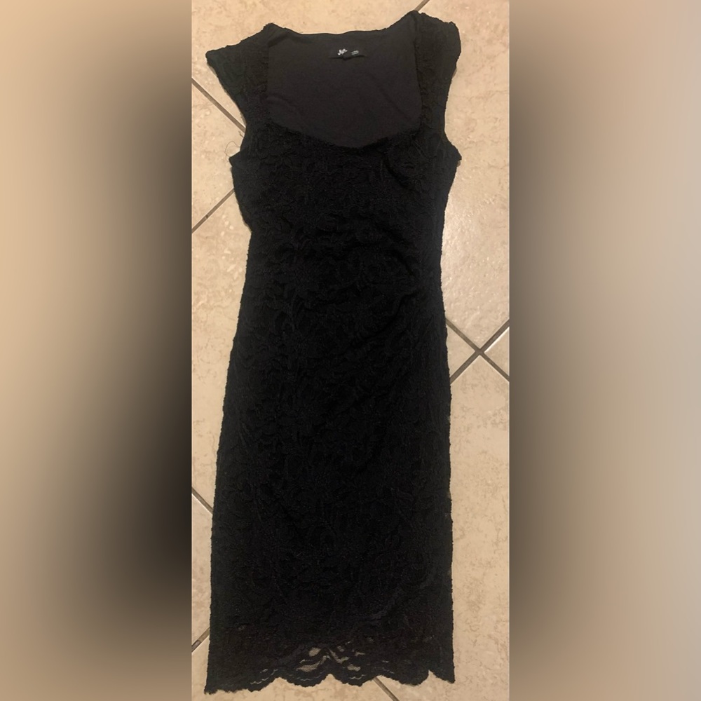 Women’s Black Lace Dress Size 3/4 Jump Apparel Nylon, Poly & Spandex